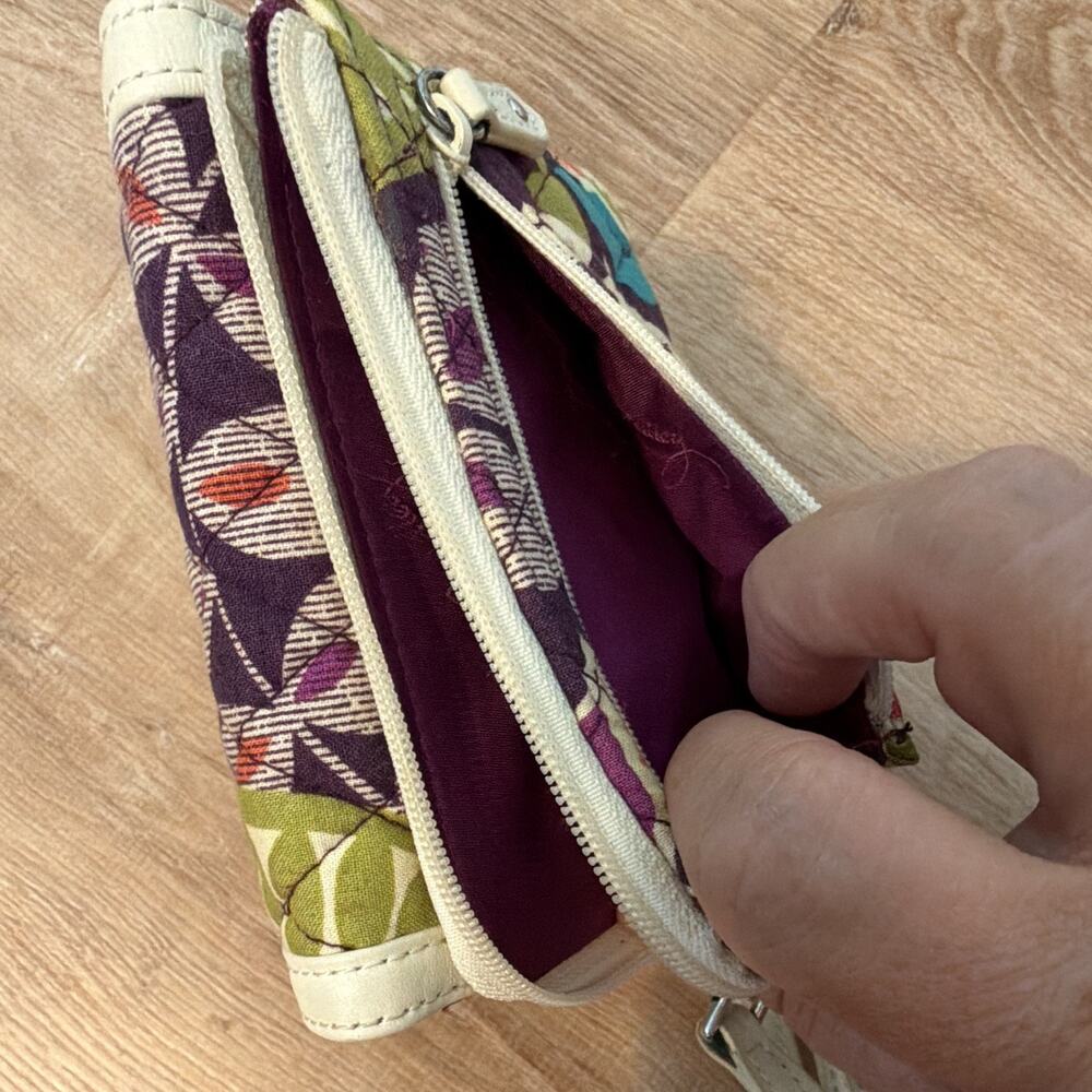 Vera Bradley Quilted Cotton Floral Wristlet Wallet Purple Multicolor Zipper - Picture 7 of 7